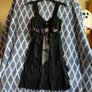 Betsy & Adam Black Ruffled Mini Dress